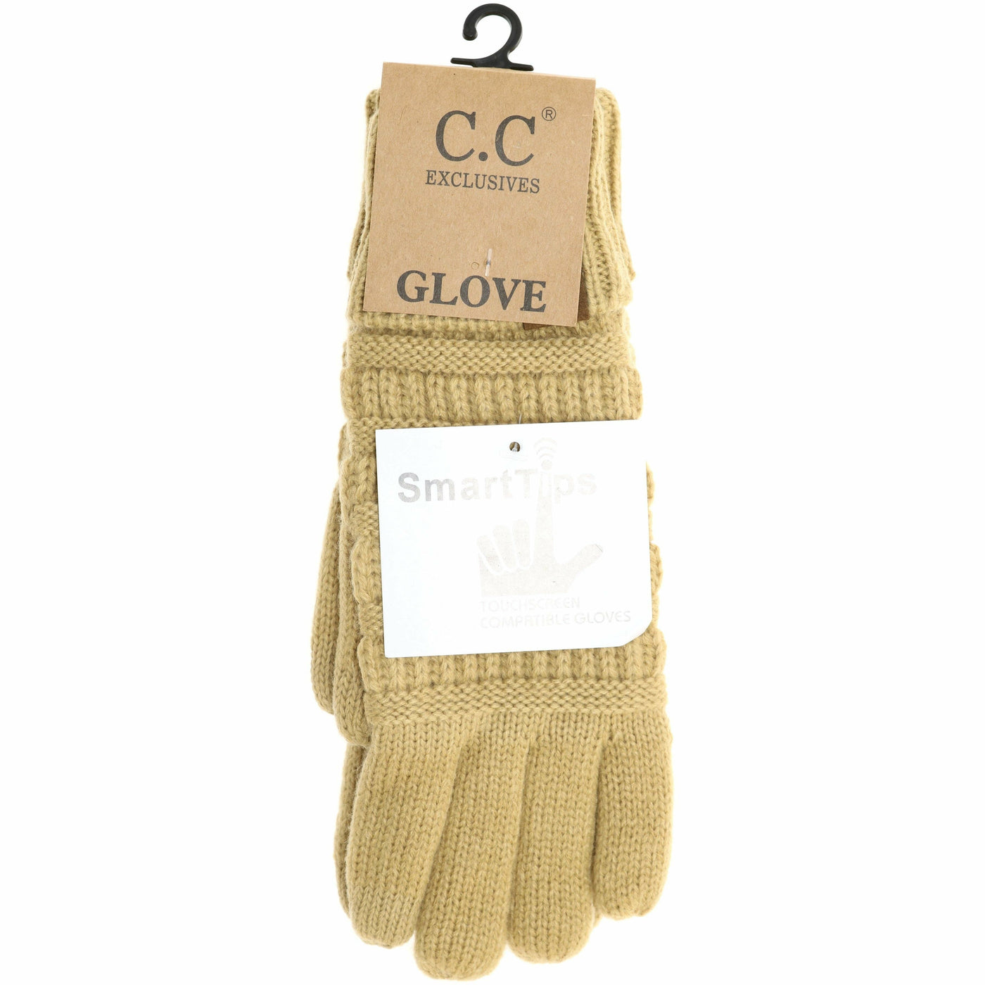 Women's Knit CC Gloves with Fuzzy Lining: Denim