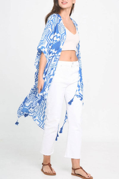 Geometric Art Kimono: Blue