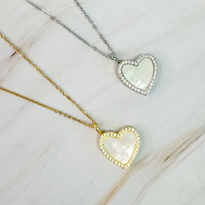 Shell Heart Locket Pendant Necklace: Gold