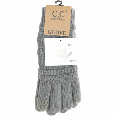 Women's Knit CC Gloves with Fuzzy Lining: Denim