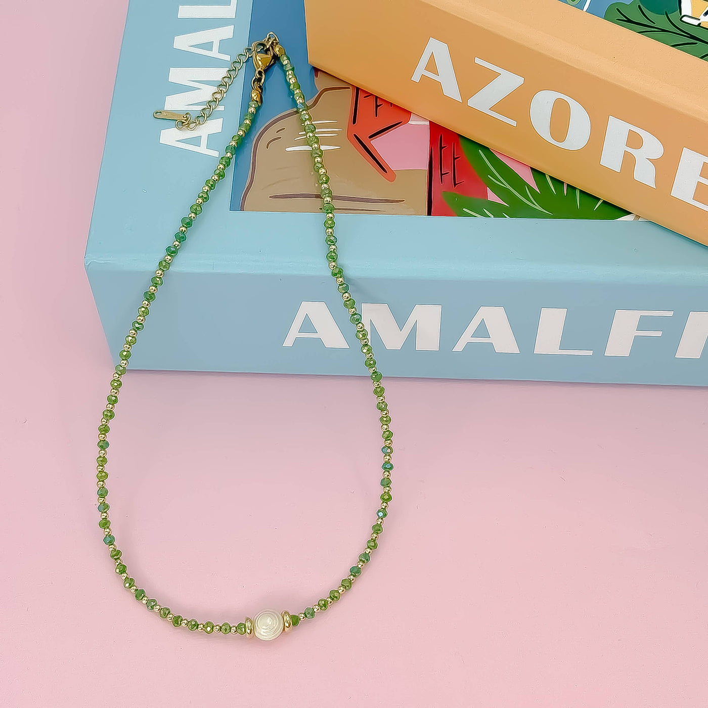 Glowy Bean Necklace: Turquoise