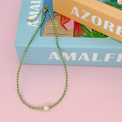 Glowy Bean Necklace: Turquoise
