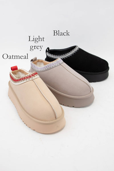 ARTISAN BINDING SHORT ANKLE FUR-LINED COZY SLIPPER: OATMEAL / B12