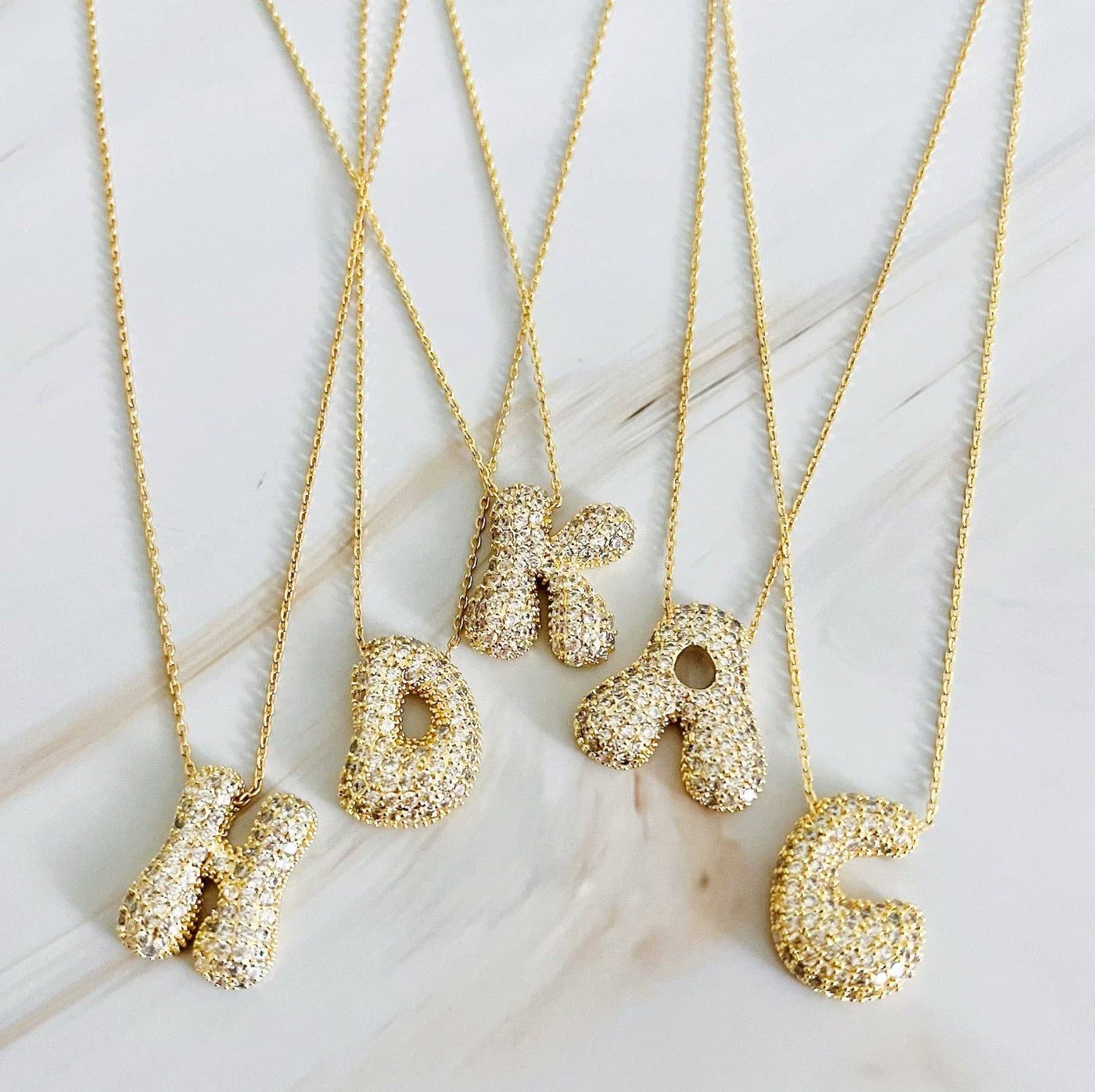 Crystal Bubble Initial Necklace: K