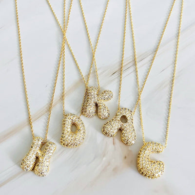 Crystal Bubble Initial Necklace: K