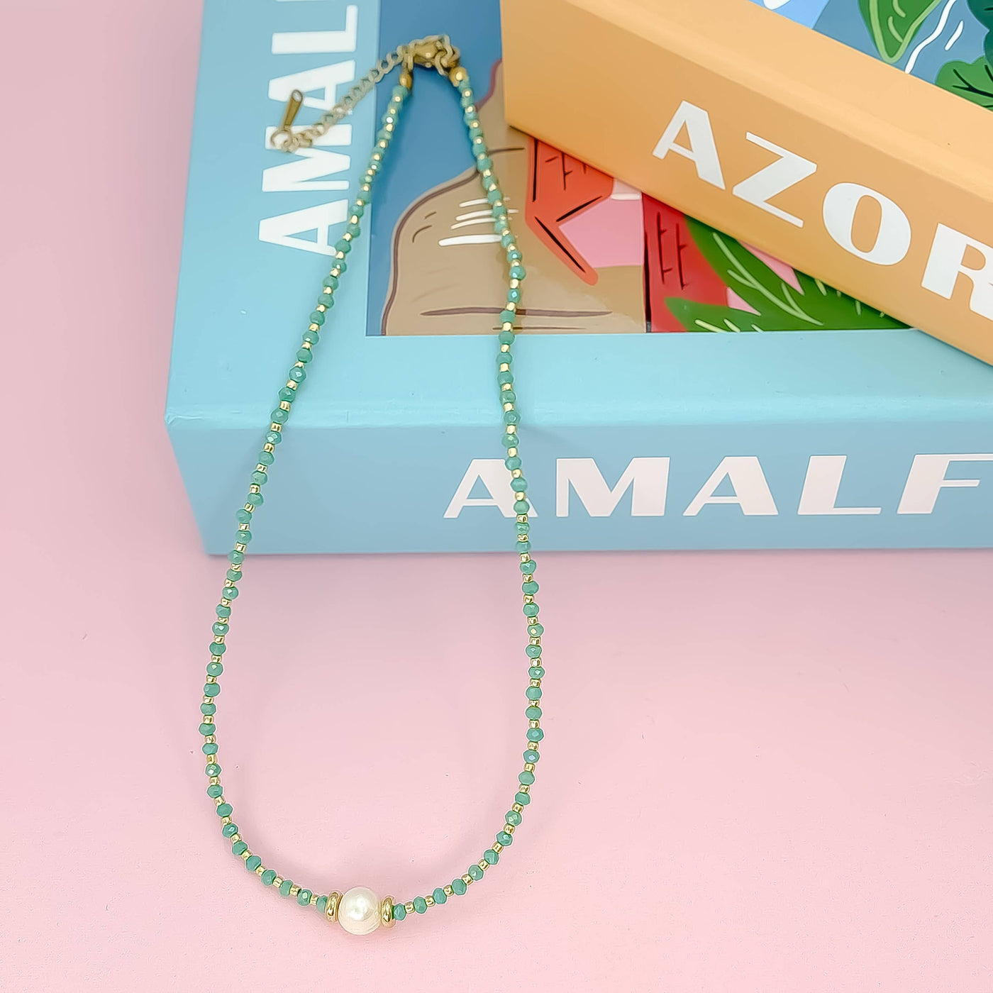 Glowy Bean Necklace: Turquoise