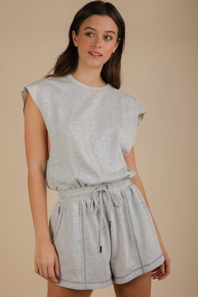 NP70783-Washed Knit Romper w/ Cutout Back: BLACK / S-M-L/2-2-2