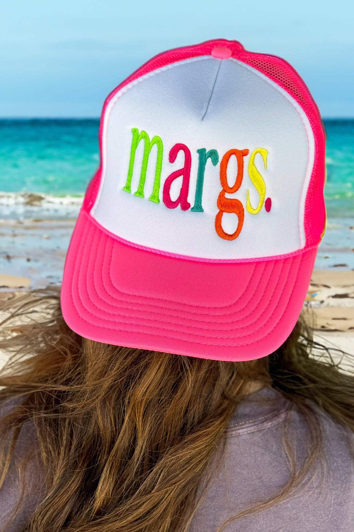 MARGS TRUCKER HAT: White/Neon Pink