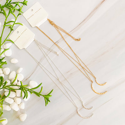 Crescent Duo Necklace Set Of 2: Gold