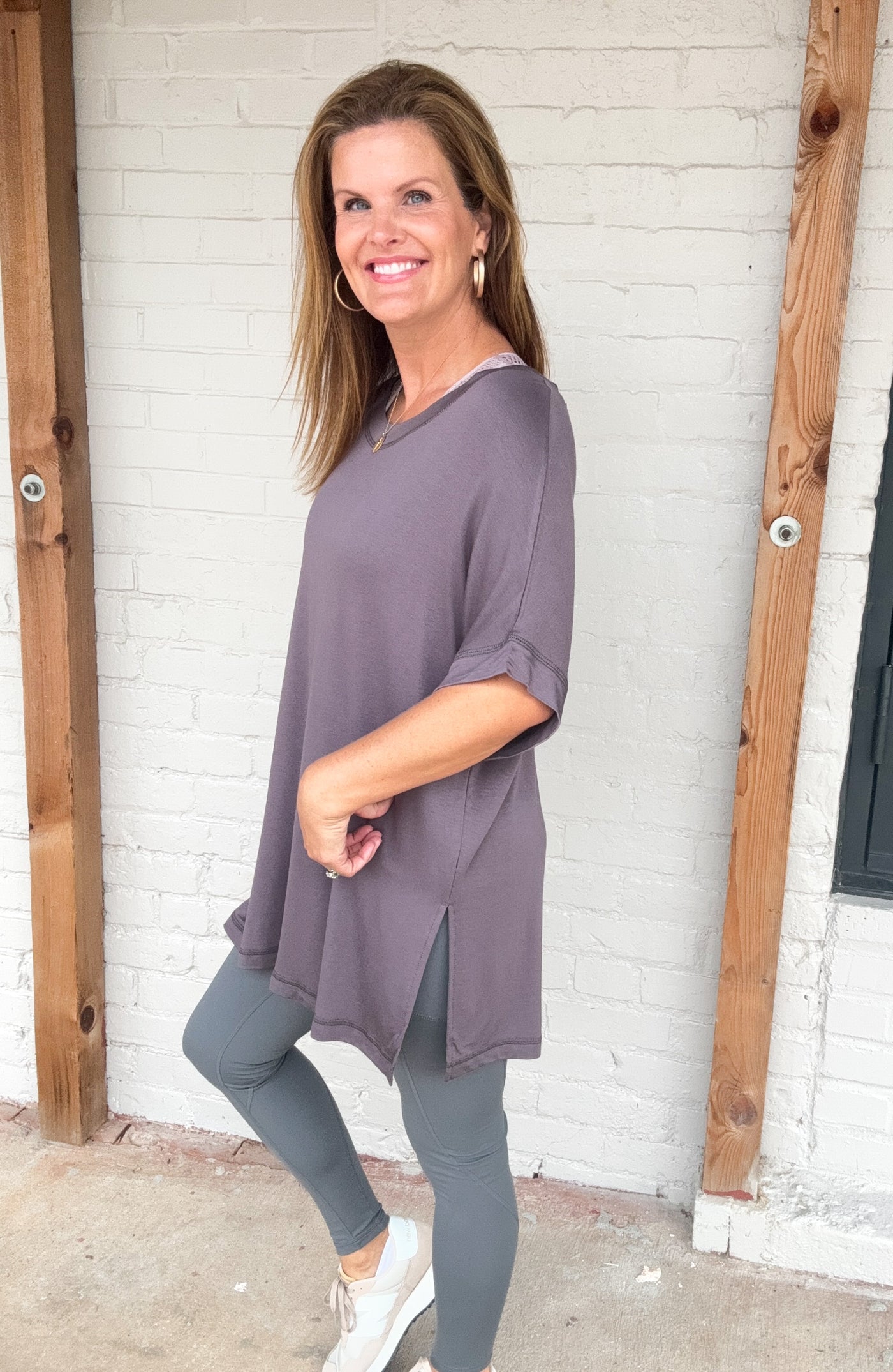 Calendar Girl Dolman Sleeve Oversized Tunic Tee