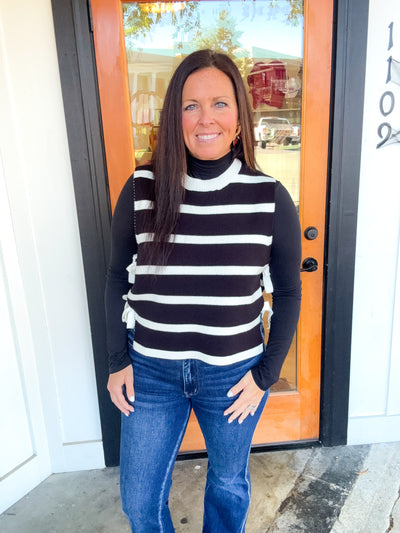 Sweet Thing Side Tie Striped Sweater Vest