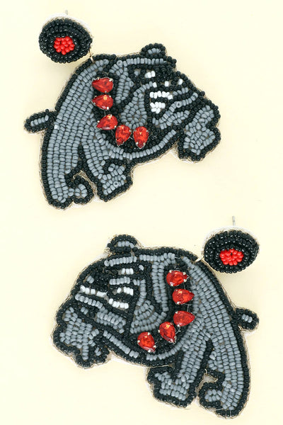 Beaded BullDog Mascot Earrings