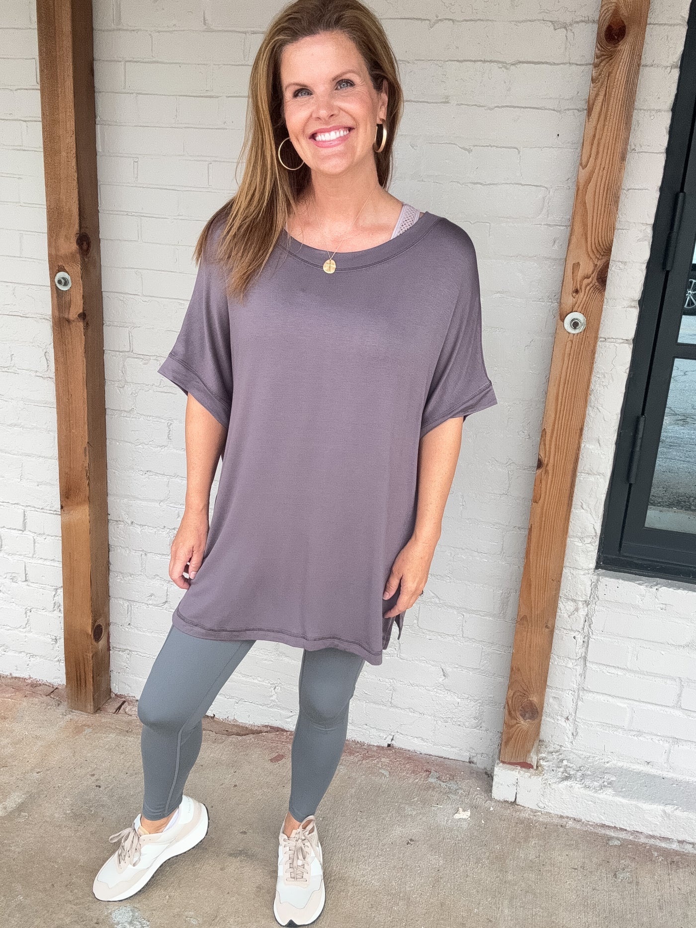 Calendar Girl Dolman Sleeve Oversized Tunic Tee