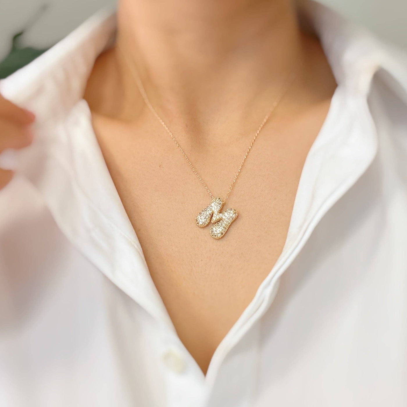 Crystal Bubble Initial Necklace: K