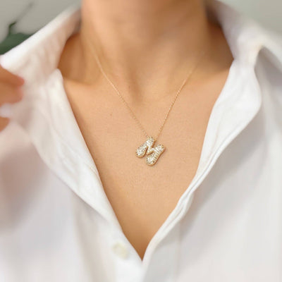 Crystal Bubble Initial Necklace: K