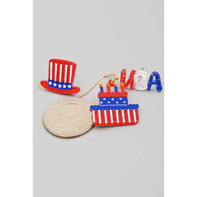 Stars And Stripes Cake Hat Earrings