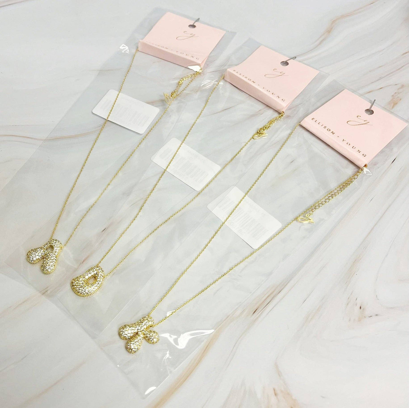 Crystal Bubble Initial Necklace: K