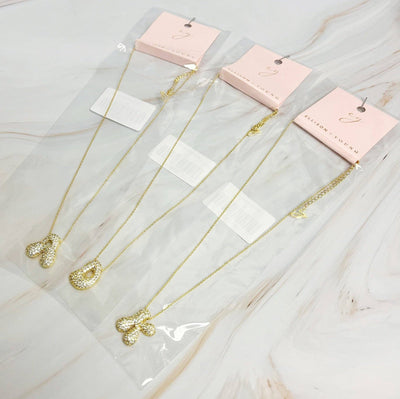 Crystal Bubble Initial Necklace: K