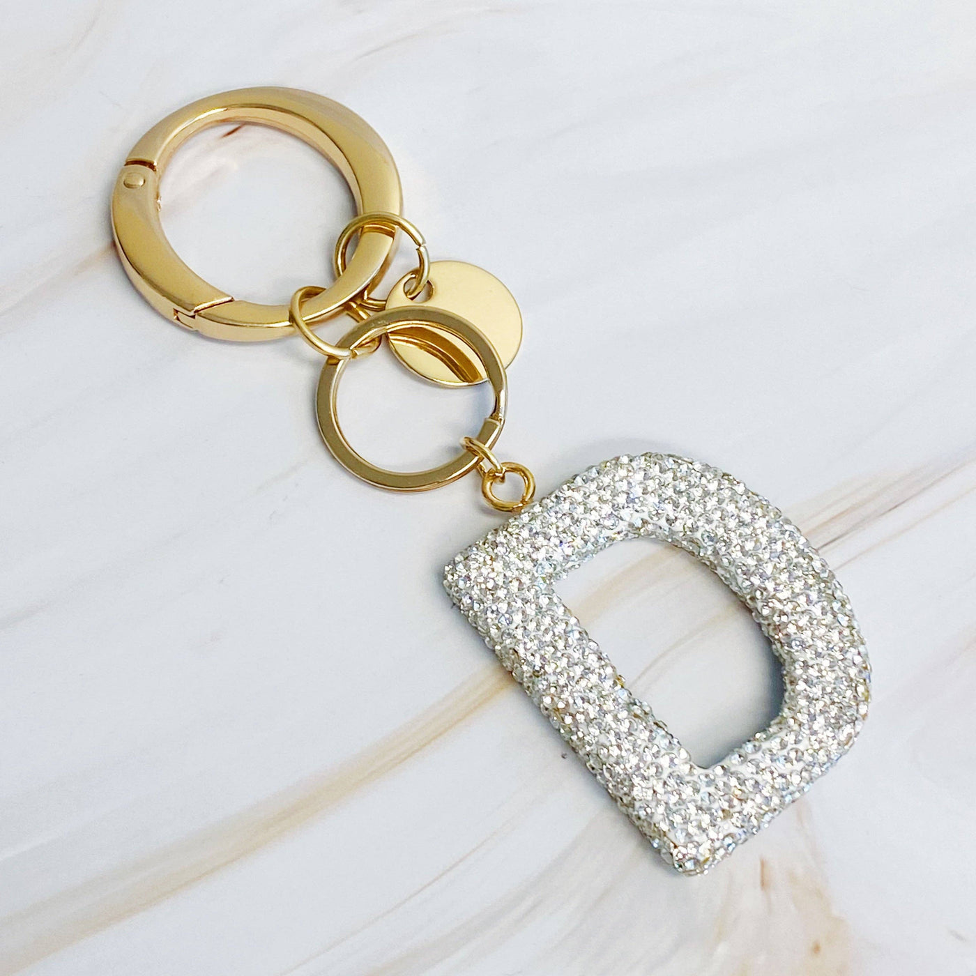 It Girl Glam Initial Key Chain: Crystal Clear / D