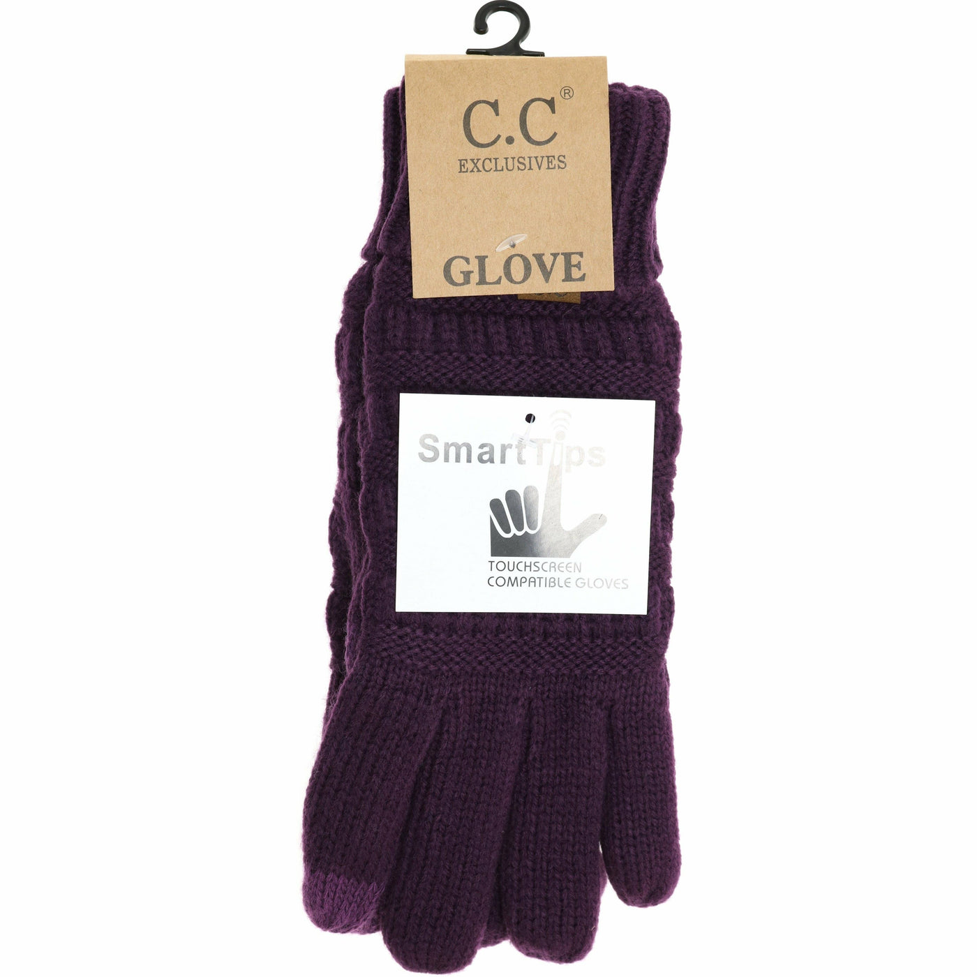 Women's Knit CC Gloves with Fuzzy Lining: Denim