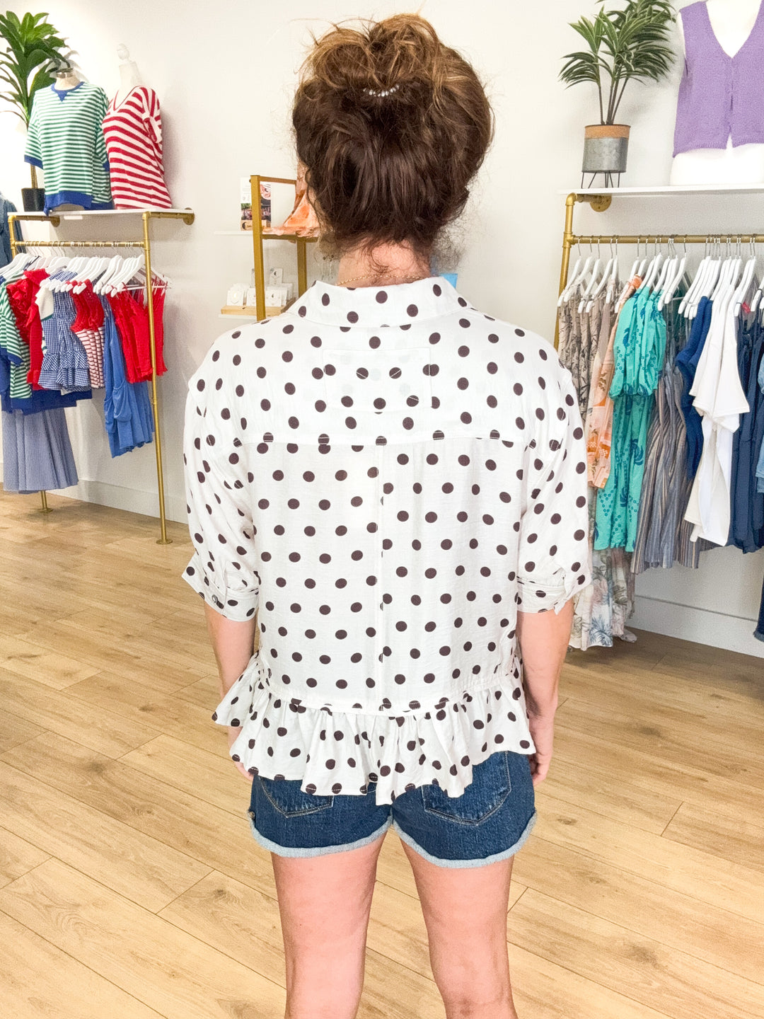 トップス 2way Sleeve Dot Ruffle Blouse Building A Mystery Ruffle Dot Top – Woven