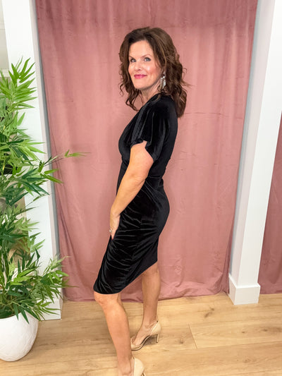 The Continental Velvet One Shoulder Wrap Dress