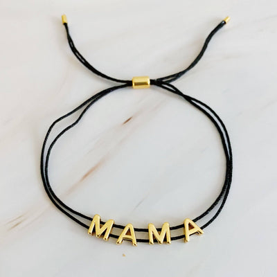 Satin Thread Mama Bracelet: Taupe