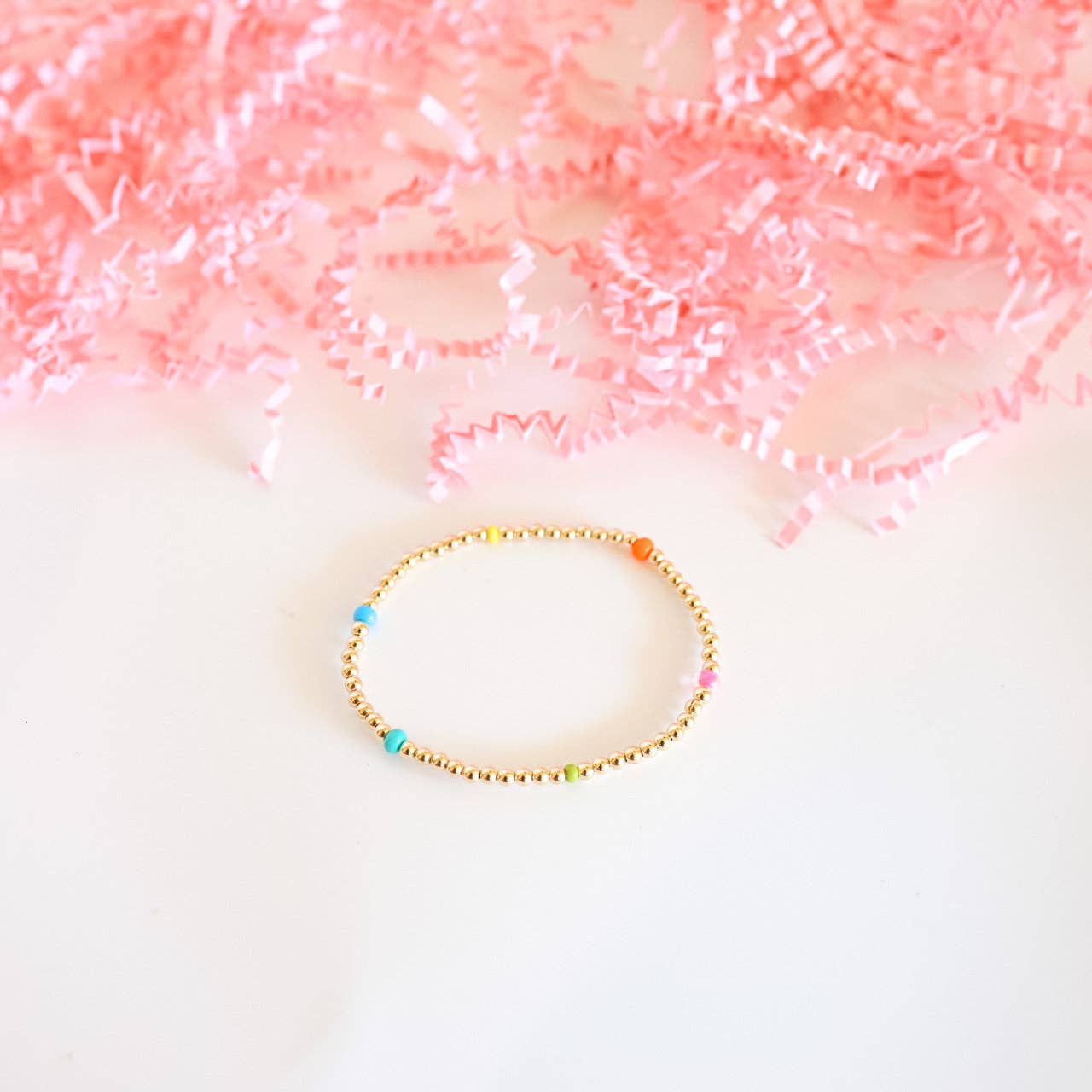 Beaded Blonde Confetti Poppi Bracelet: Standard 6.75 inch