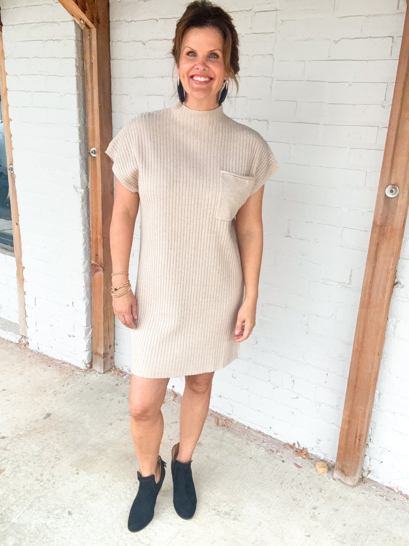 Close To You Ribbed Mock Neck Sweater Dress