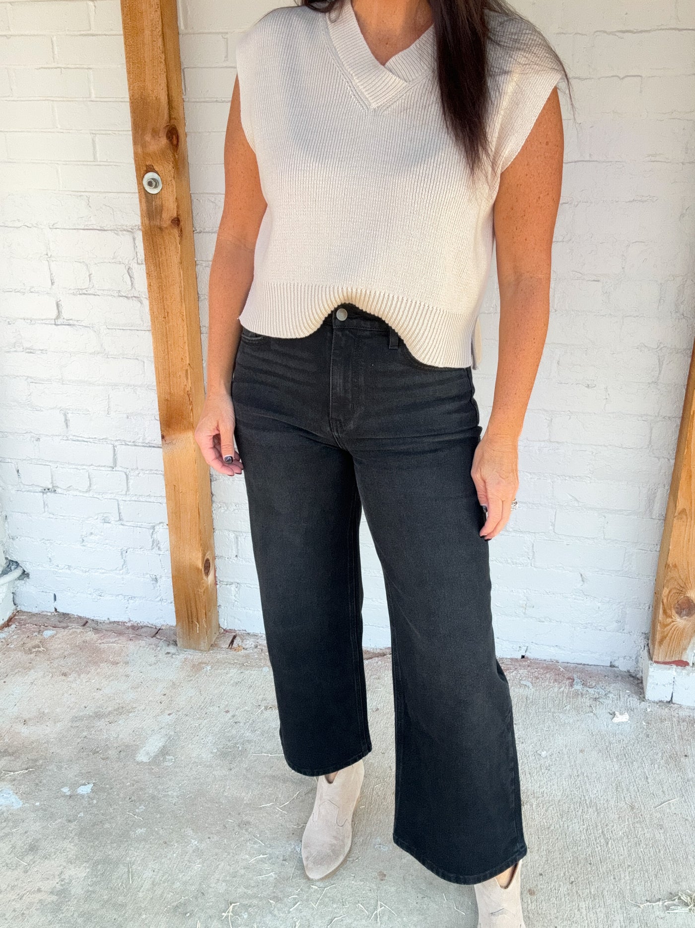 Kieran High Rise Cropped Wide Leg Jeans