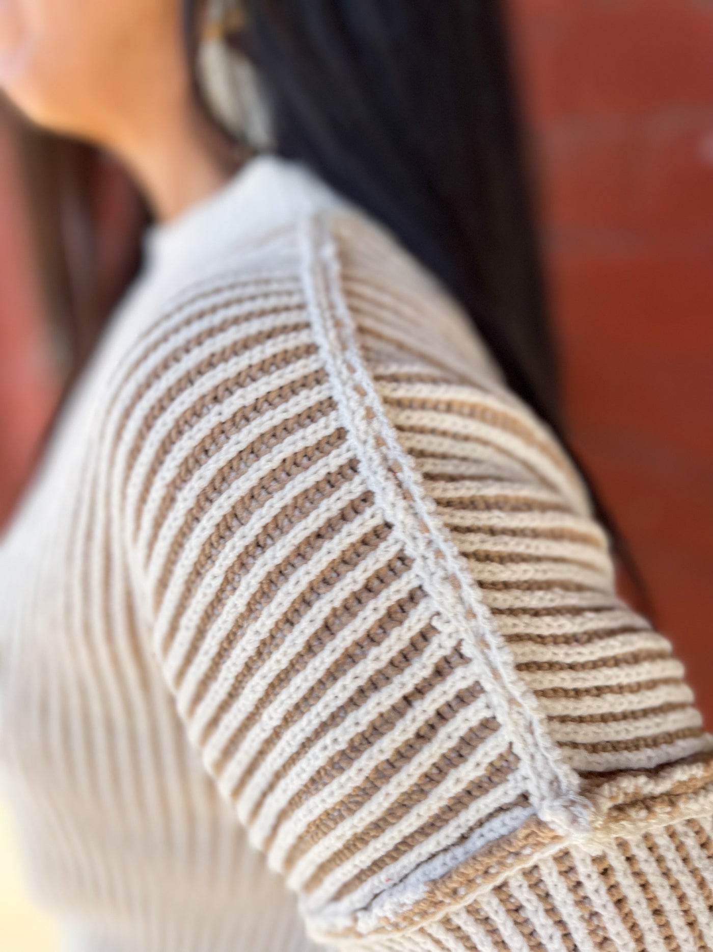 I Wanna Be Loved Two Tone Ribbed Knit Sweater