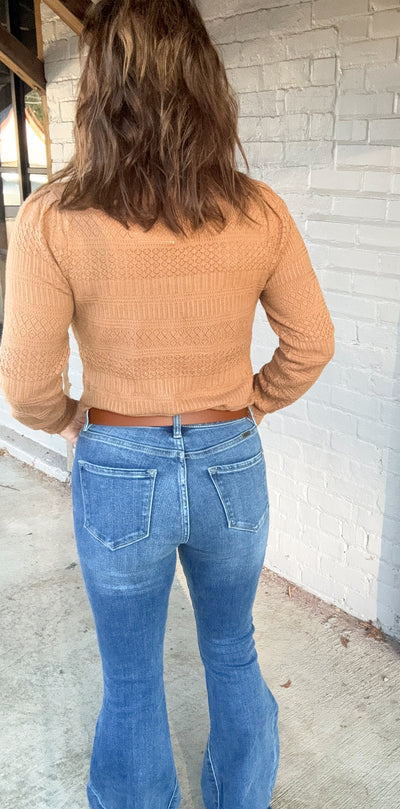 Crying in the Rain Scalloped Neck Pointelle Sweater