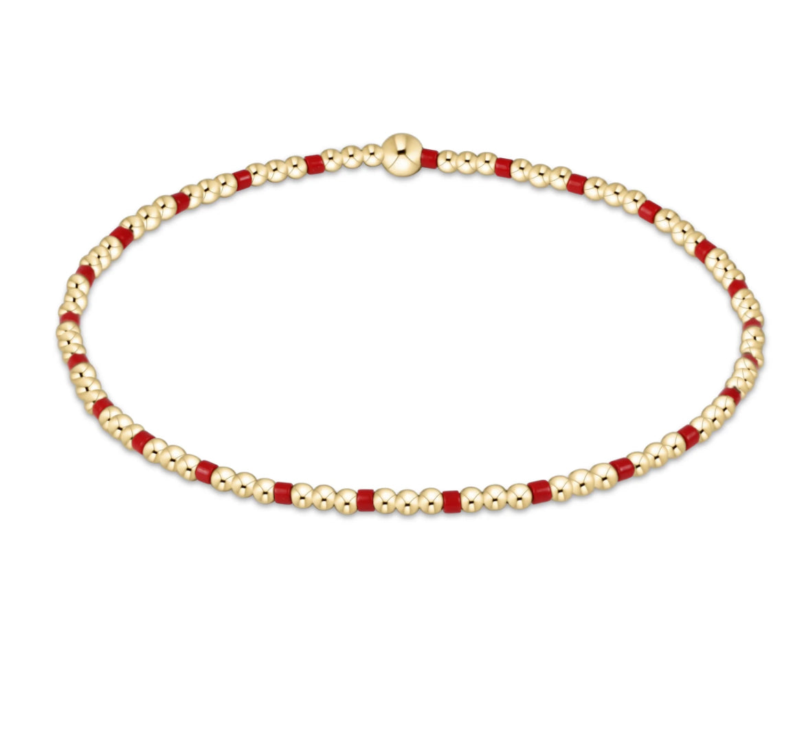 Gameday Hope Sincerity Pattern 2mm Bead Bracelet - Bright Red