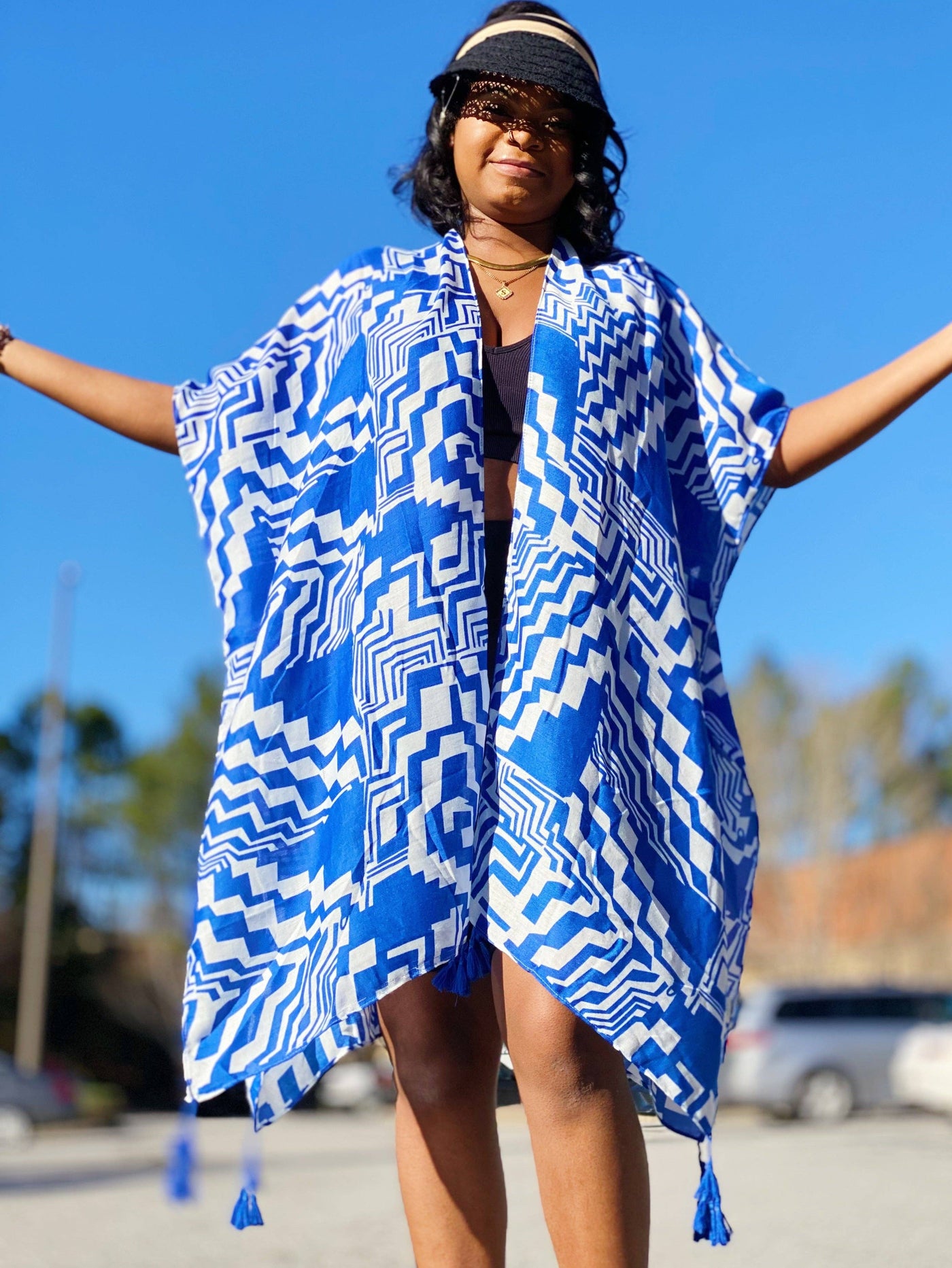 Geometric Art Kimono: Blue