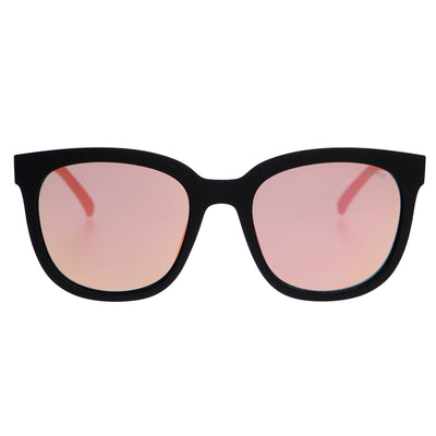 Taylor Oversized Sunglasses: Matte Black / Pink Mirror