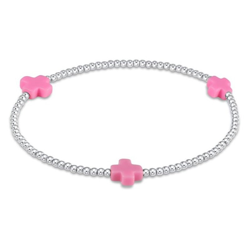 enewton signature cross sterling pattern 2mm bead bracelet-Bright Pink