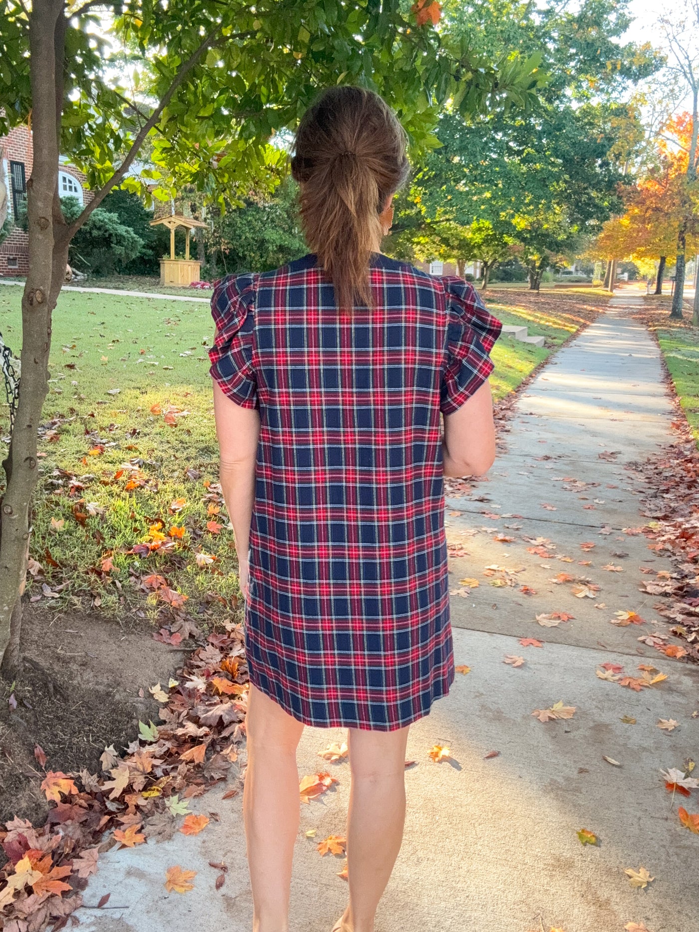 Last Christmas Plaid Tie Front Shift Dress