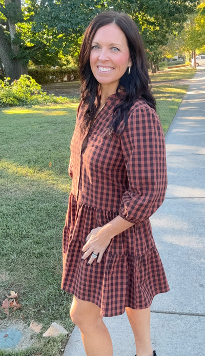 Twist and Shout Plaid Tiered Babydoll Dress