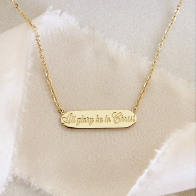 All Glory Be To Christ Necklace: Yellow Gold