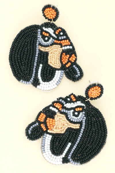 Smokey Game Day Dog Beaded Earrings