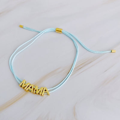 Satin Thread Mama Bracelet: Blue