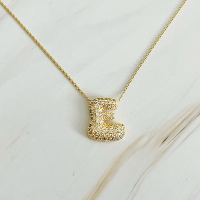 Crystal Bubble Initial Necklace: K