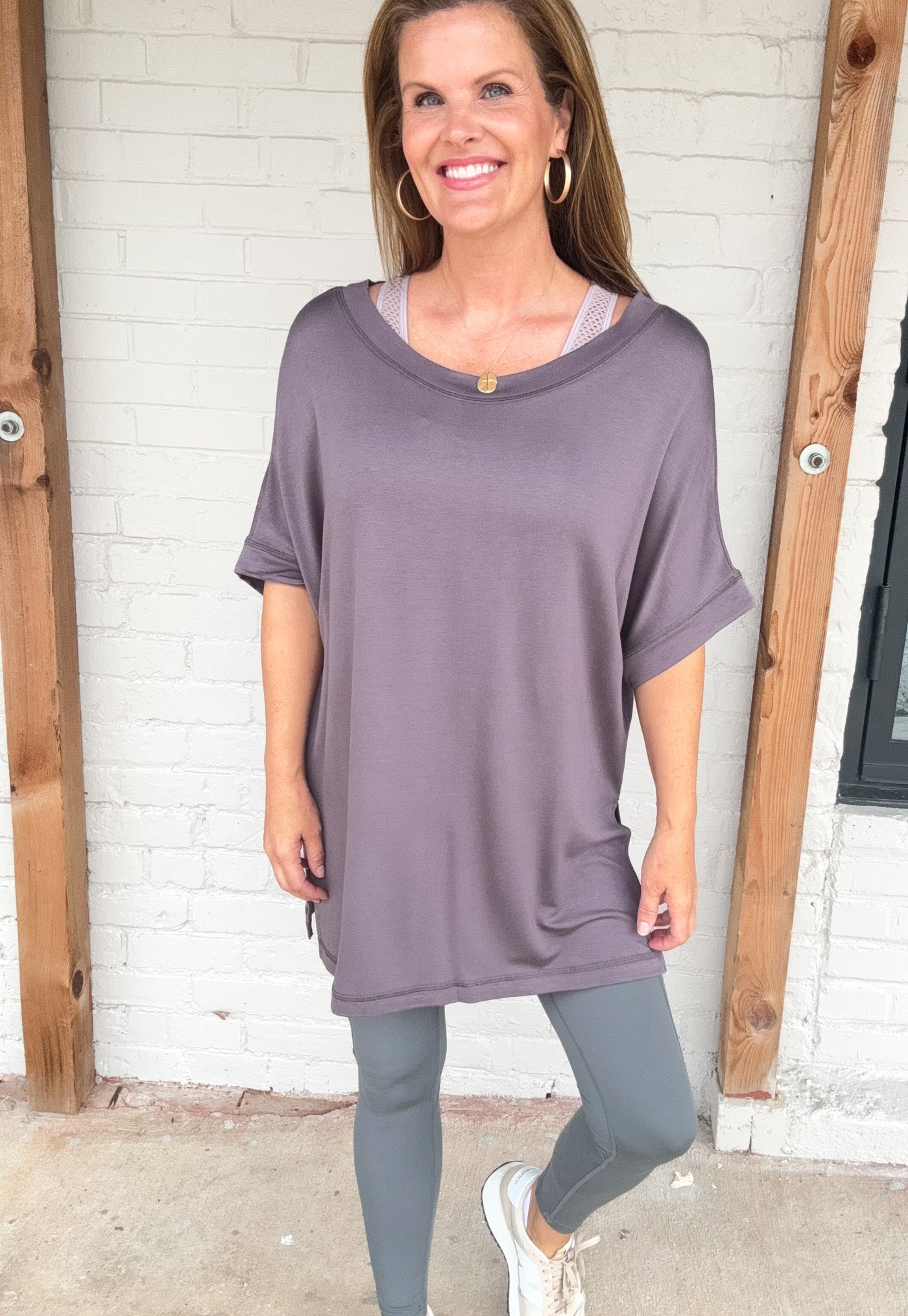 Calendar Girl Dolman Sleeve Oversized Tunic Tee