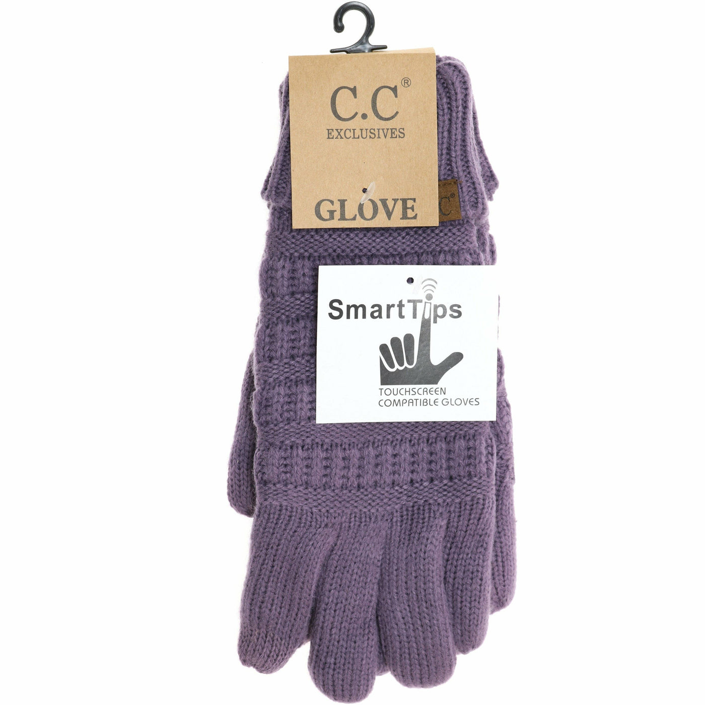 Women's Knit CC Gloves with Fuzzy Lining: Denim