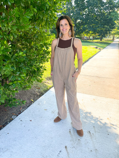 If I Ever Fall In Love Latte Wide Wale Corduroy Overalls