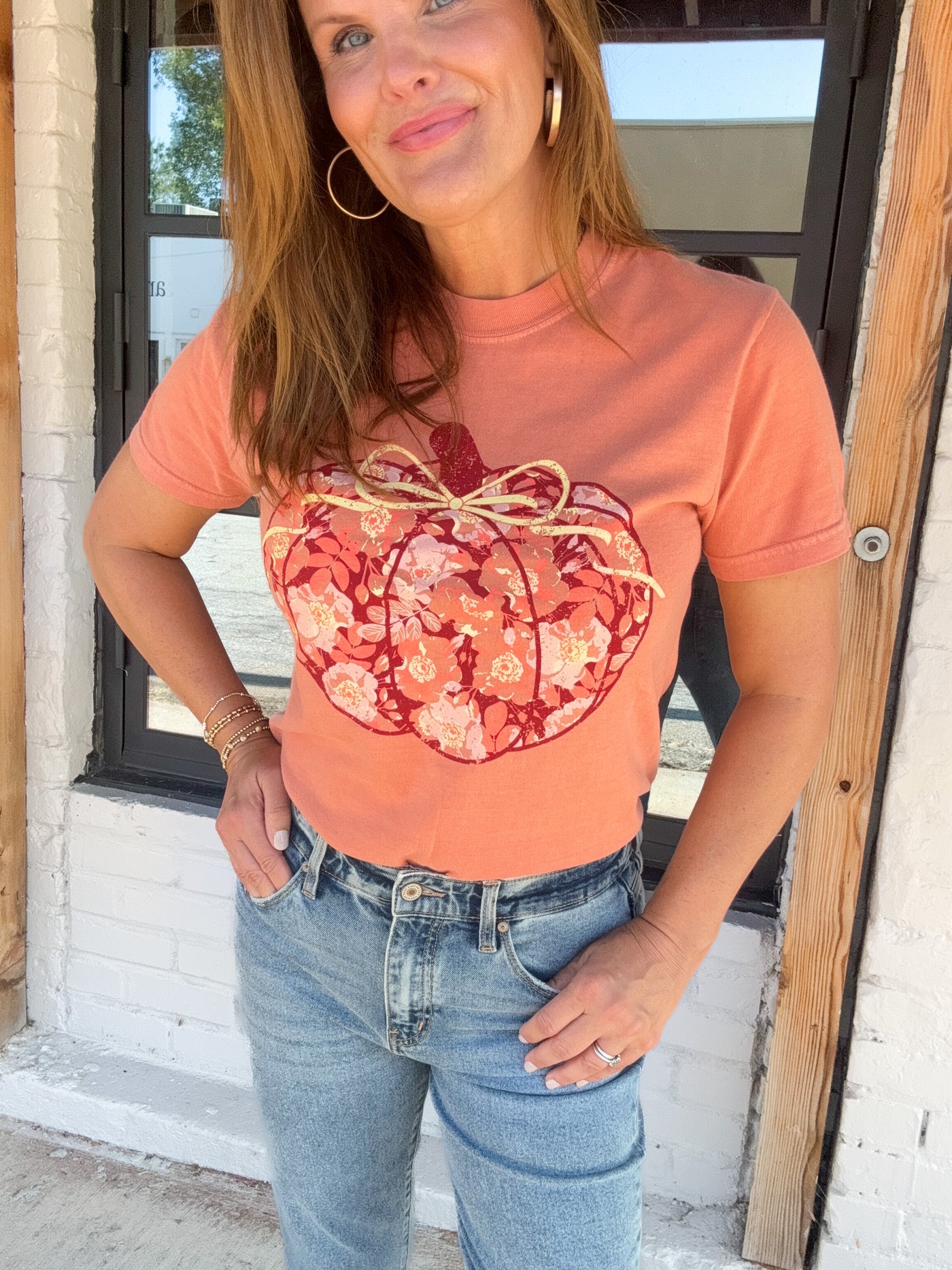 Autumn Floral Pumpkin T-shirt