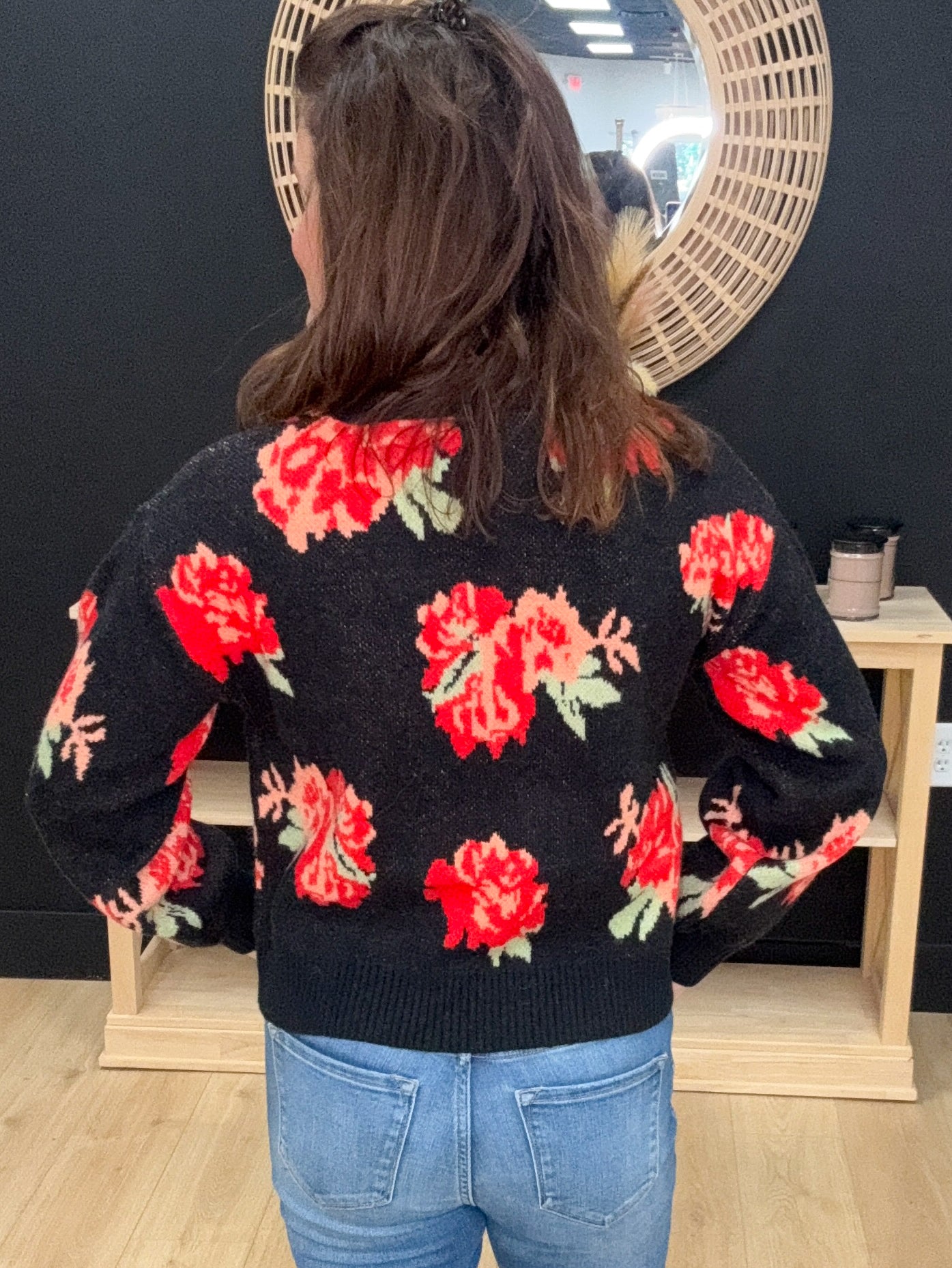 I'll Be There Flower Jacquard Sweater Top