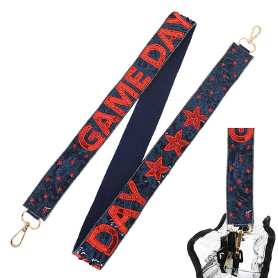 Game Day Sequin Star Patter Shoulder Bag Strap: Red Black