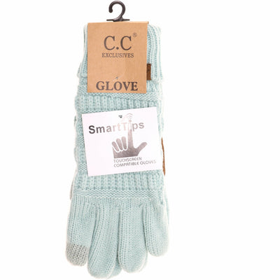 Women's Knit CC Gloves with Fuzzy Lining: Teal