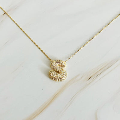 Crystal Bubble Initial Necklace: K